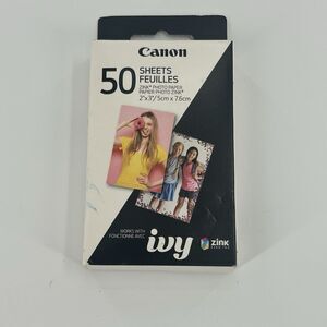 Canon Ivy Zink 2” x 3" ZINK Photo Paper Pack 50 Pieces 3215C001 Fast Shipping